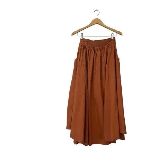 Free People Button Front Lined Midi Skirt Mustard Orange Size Small - Picture 2 of 11